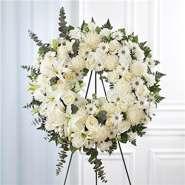 Serene Blessings&trade; White Standing Wreath