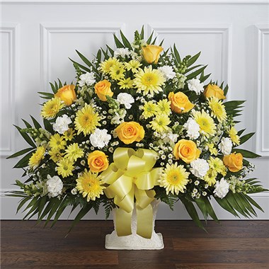 Heartfelt Tribute&trade; Floor Basket- Yellow